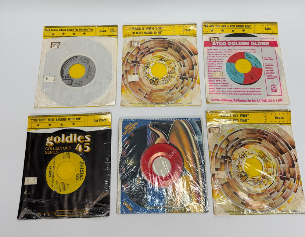 Lot of 6 NIP 7" Vinyl Records - Jim Croce, Dawn, Bread, Doors, Lobo, Jim Reeves